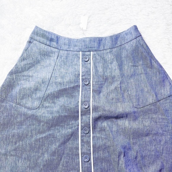 Talbots Denim Chambray Skirt Button Accents A-Line SZ10 NWT - Picture 3 of 7
